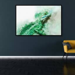 Chinese Water Dragon Lizard Portrait Styled Watercolor Art Poster Perfect Gift Home Decor - Premium Quality Animal Print A4 - A0 - thumbnail 3