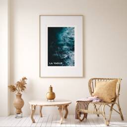 La Vague Art Print Minimalist Dark Blue Wave Photography - thumbnail 2