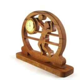 Volleyball Player Desk Clock Handcrafted From Cherry Wood - thumbnail 2