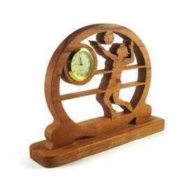 Volleyball Player Desk Clock Handcrafted From Cherry Wood - thumbnail 3