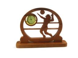 Volleyball Player Desk Clock Handcrafted From Cherry Wood - thumbnail 1