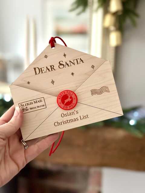 Personalised Santa Letter Christmas List Holder Tree Decoration Present Fireplace - image 1