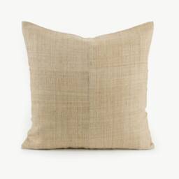 Handwoven Hmong Hemp Pillow Cover - Rustic Undyed Throw Cushion - thumbnail 1