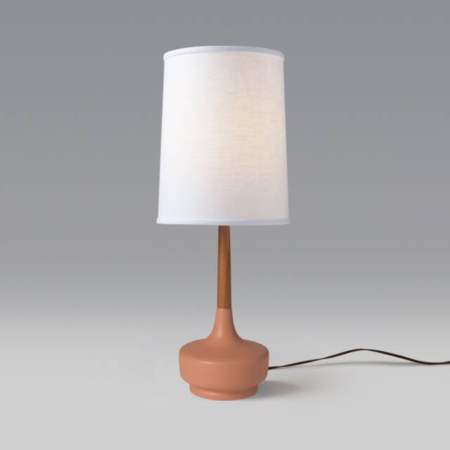 Mid Century Table Lamp Ceramic & Teak Brooke Desert Rose #1 - image 1