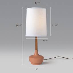Mid Century Table Lamp Ceramic & Teak Brooke Desert Rose #1 - thumbnail 2