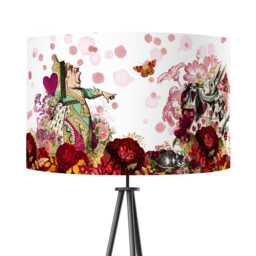 Lampshade Alice in Wonderland Burgundy Red Velvet - Drum Lamp Shade 25cm 30cm 35cm 40cm 45cm Table Lamp Shade, Ceiling Shade, Pendant - thumbnail 4