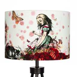 Lampshade Alice in Wonderland Burgundy Red Velvet - Drum Lamp Shade 25cm 30cm 35cm 40cm 45cm Table Lamp Shade, Ceiling Shade, Pendant - thumbnail 2