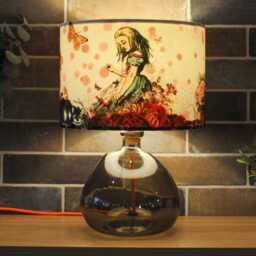 Lampshade Alice in Wonderland Burgundy Red Velvet - Drum Lamp Shade 25cm 30cm 35cm 40cm 45cm Table Lamp Shade, Ceiling Shade, Pendant