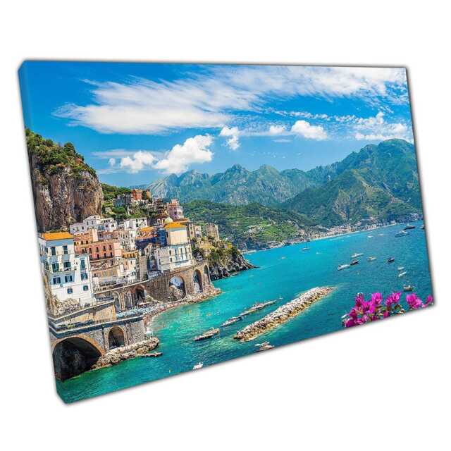 Atrani Town Amalfi Coast Canvas Print Wall Art For Home Office Decor - image 1