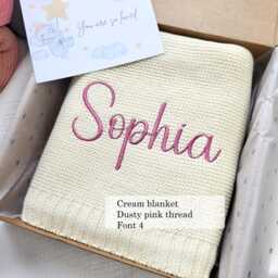 Personalised Baby Blanket - 100% Cotton Knit Embroidered Newborn - thumbnail 4