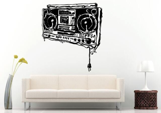 Melting Dripping Boom Box Retro Old School Music Player A-Track Cassette Tape Radio Speakers Wall Decal Vinyl Sticker Mural Room Decor L987 - image 1