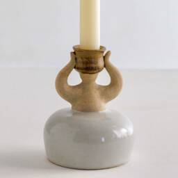 Female Shaped Ceramic Candlestick Holder White/Hand Thrown Japanese Studio Pottery /Figurative Clay Art Japandi - thumbnail 2