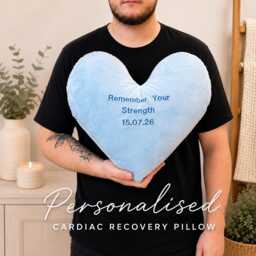 Personalised Heart Surgery Pillow Cardiac Recovery Cushion Cough Post-Op Fleece Sternum - thumbnail 1