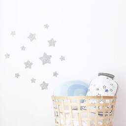 Silver Glitter Star Wall Decals - Set Of 22 Stickers - thumbnail 4