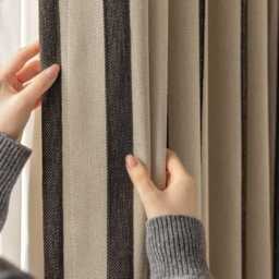 Fergus Striped Linen Curtain, Blend Curtain With Black Stripes, Semi Blackout Darkening Textured Panle, 1Pc - thumbnail 3