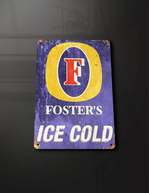Fosters Beer Larger Bar Kitchen Home - Metal Sign Plaque Wall Art Decor Signage