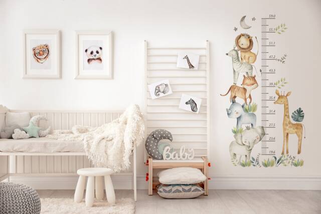 Safari Animals Growth Chart Wall Decals Jungle Nursery Decor - image 1