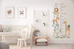Safari Animals Growth Chart Wall Decals Jungle Nursery Decor - thumbnail 1