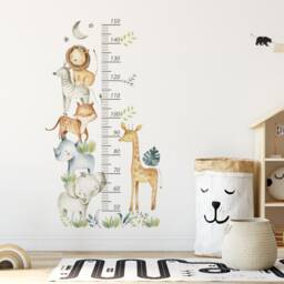 Safari Animals Growth Chart Wall Decals Jungle Nursery Decor - thumbnail 3