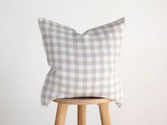 Custom Plaid Gingham Style Linen Pillow Cover With Hidden Zipper - Pure Home Decor - image 1