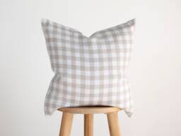 Custom Plaid Gingham Style Linen Pillow Cover With Hidden Zipper - Pure Home Decor - thumbnail 1