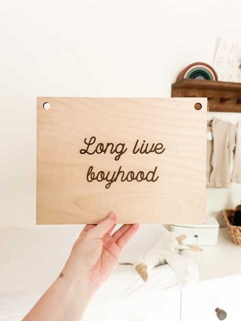 Long Live Boyhood Wooden Wall Banner, Big Boy Room Nursery Decor, Playroom Sign, Minimal Decor For Boys Room, Art - image 1
