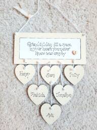 Grandchildren Personalised Wooden Gift Plaque. Grandparents Family Home Sign With Hanging Hearts - thumbnail 1