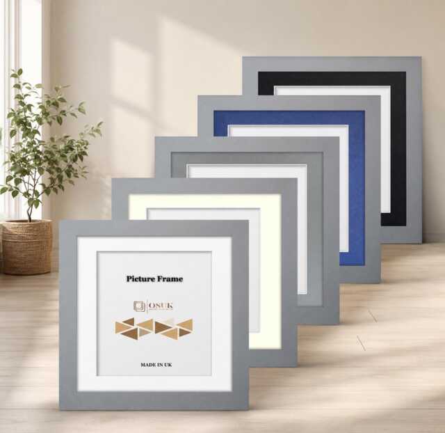 Silver Photo Picture Frames With Mounts -Poster Frame Modern Wall Art Display Home Decor Mdf Wood Effect Various Sizes Horizontal/Vertical - image 1