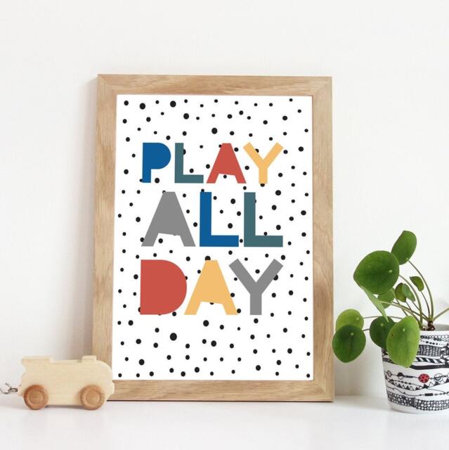 Play All Day Prints, Boys Nursery Bedroom Playroom Decor, Wall Art - image 1