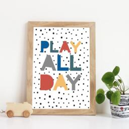 Play All Day Prints, Boys Nursery Bedroom Playroom Decor, Wall Art - thumbnail 1