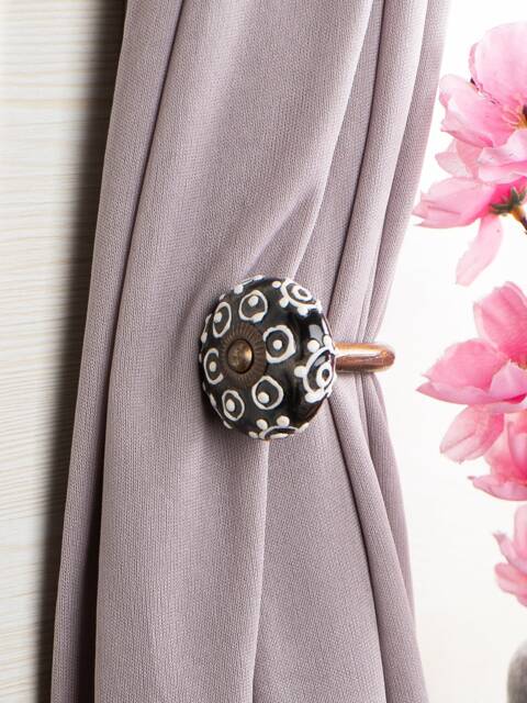 Floral Ceramic Curtain Tie Back Hook Hand Painted Antique Style - image 1