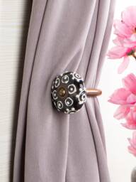 Floral Ceramic Curtain Tie Back Hook Hand Painted Antique Style - thumbnail 1