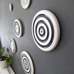 Handmade Porcelain Wall Art - Fine Ceramics Original Artwork Blue & White Hanging Contemporary Ceramic Decor - thumbnail 3