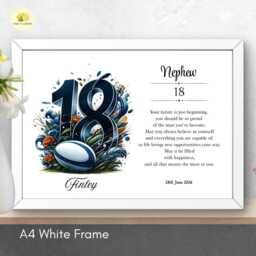 18Th Birthday Print For Nephew Personalised Rugby Wall Art Gift - A4/A3 - thumbnail 2