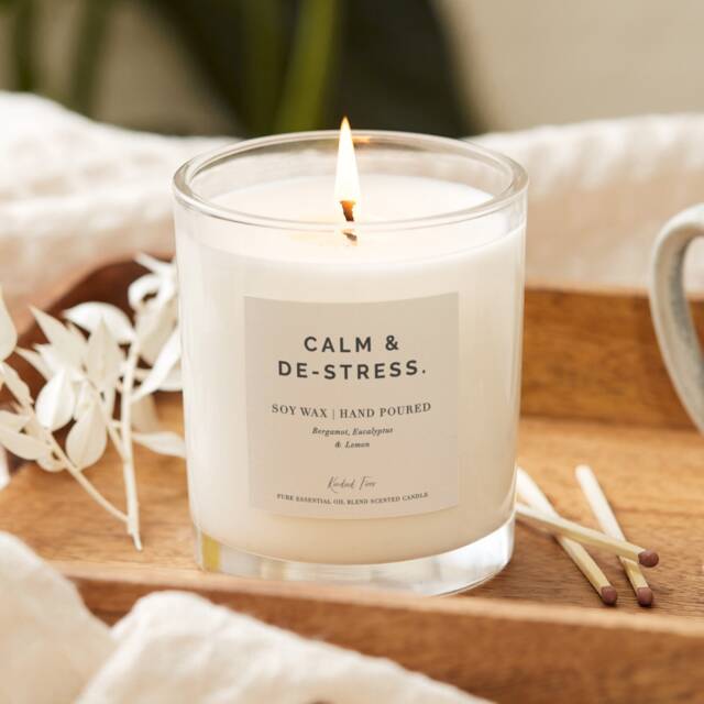 Wellbeing Gift For Her - Aromatherapy Essential Oil Candle Calm De-Stress Relax Unwind Stress Busting Scented - image 1