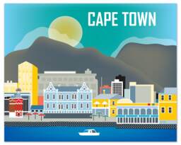 Cape Town Skyline Art Print, South Africa Horizontal Art, Wall Decor Gift, Loose Petals - Style E8-O-Cap - thumbnail 1