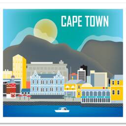 Cape Town Skyline Art Print, South Africa Horizontal Art, Wall Decor Gift, Loose Petals - Style E8-O-Cap - thumbnail 3