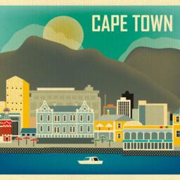 Cape Town Skyline Art Print, South Africa Horizontal Art, Wall Decor Gift, Loose Petals - Style E8-O-Cap - thumbnail 2
