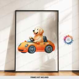 Dog Nursery Posters - Set Of 3 Kids Prints - Vehicle Decor Car Poster Kid Labrador Print Transport Wall Art Boy Girl Bedroom Artwork - thumbnail 3