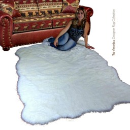 Faux Fur Sheepskin Rug - Shaggy Pelt Shape, Usa Made - thumbnail 2