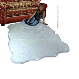Faux Fur Sheepskin Rug - Shaggy Pelt Shape, Usa Made - thumbnail 1