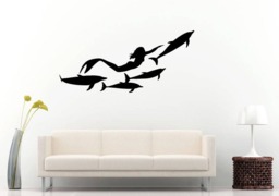Mermaid Dolphins Ocean Sea Water Nautical Marine Wall Sticker Decal Vinyl Mural Decor Art L2339 - thumbnail 1