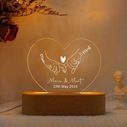 Custom Night Light As Valentines Day Gift, Custom Name Led Lamp, Anniversary Acrylic Lamp, Engagement Gift, Wedding Gift For The Couple - thumbnail 3