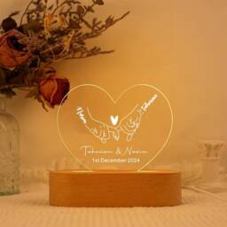 Custom Night Light As Valentines Day Gift, Custom Name Led Lamp, Anniversary Acrylic Lamp, Engagement Gift, Wedding Gift For The Couple