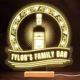Tequila Bottle Swirls Family Home Bar Man Cave Personalised Gift Night Light - thumbnail 1