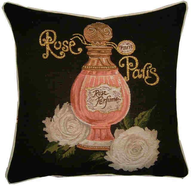 Rose Paris Perfume Metallic Tapestry Cushion Cover Sham - image 1