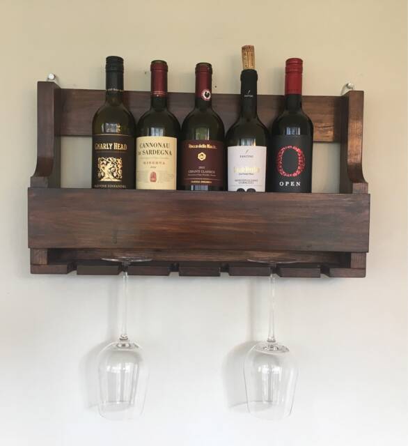 Hand Crafted Wine Rack + Glass Holder Made With Pallet Wood - image 1