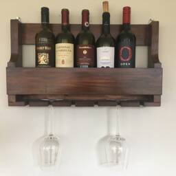 Hand Crafted Wine Rack + Glass Holder Made With Pallet Wood - thumbnail 3