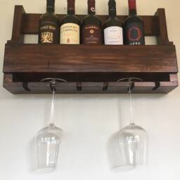 Hand Crafted Wine Rack + Glass Holder Made With Pallet Wood - thumbnail 2