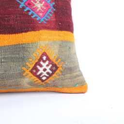 Handwoven Turkish Kilim Lumbar Pillow Bohemian Home Decor - 16x24 Inch - thumbnail 2